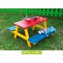 Table pique nique bois WAPITI en situation - Table avec banc s avec peinture pour enfants