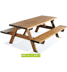 Table pique nique bois GARDEN 200B ou table forestière - de la série, table banc bois -