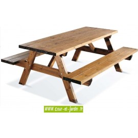 Table pique nique bois GARDEN 200B ou table forestière - de la série, table banc bois -