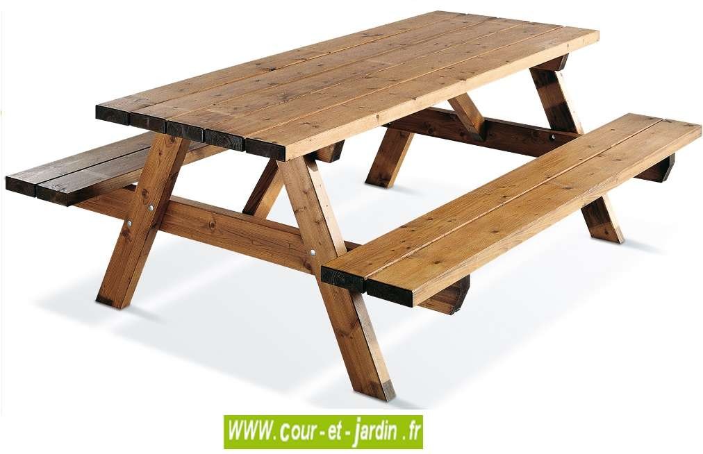Table pique-nique MGARDEN200 bois, - 6 places - Table forestière 