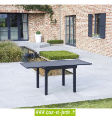 Salon de jardin MODULO 4 noir - table dépliée