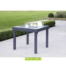 Salon de jardin aluminium "Modulo 4" gris anthracite à 4 fauteuils