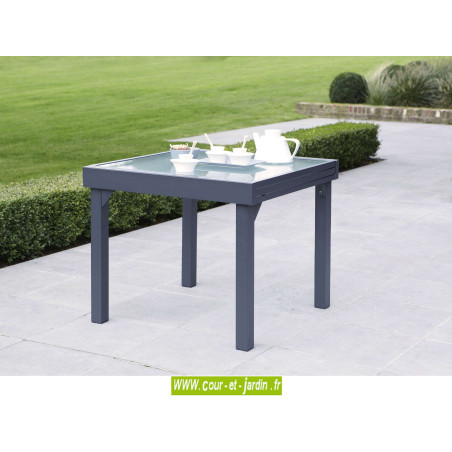 Salon de jardin aluminium "Modulo 4" gris anthracite à 4 fauteuils