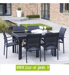 Salon de jardin MODULO 6 noir alu - textilène