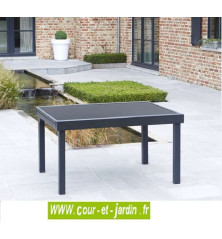 Salon de jardin MODULO 6 noir alu - textilène