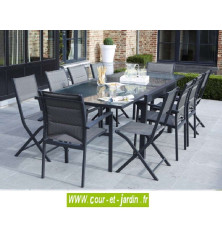 Salon de jardin MODULO 4 / 8 gris - alu textilène