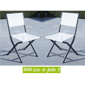 Lot 2 chaises pliantes MODULO blanche - alu textilène