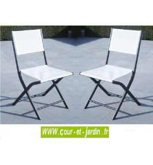 Lot 2 chaises pliantes MODULO blanche - alu textilène