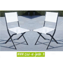 Lot 2 chaises pliantes MODULO blanche - alu textilène