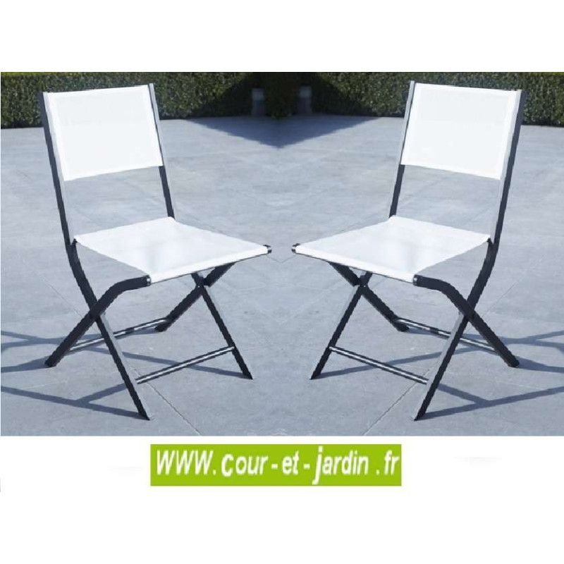 Lot 2 chaises pliantes MODULO blanche - alu textilène Lot 2 chaises pliantes MODULO blanche - alu textilène