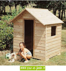 Cabane enfants en bois "MJ010" de 125cm x 100. Cette maison de jardin enfants est en bois traité