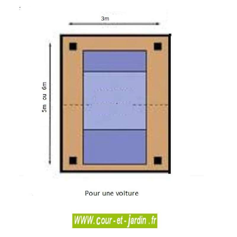 Abri charpente bois traditionnelle - carport bois 3x5m ou 3x6m