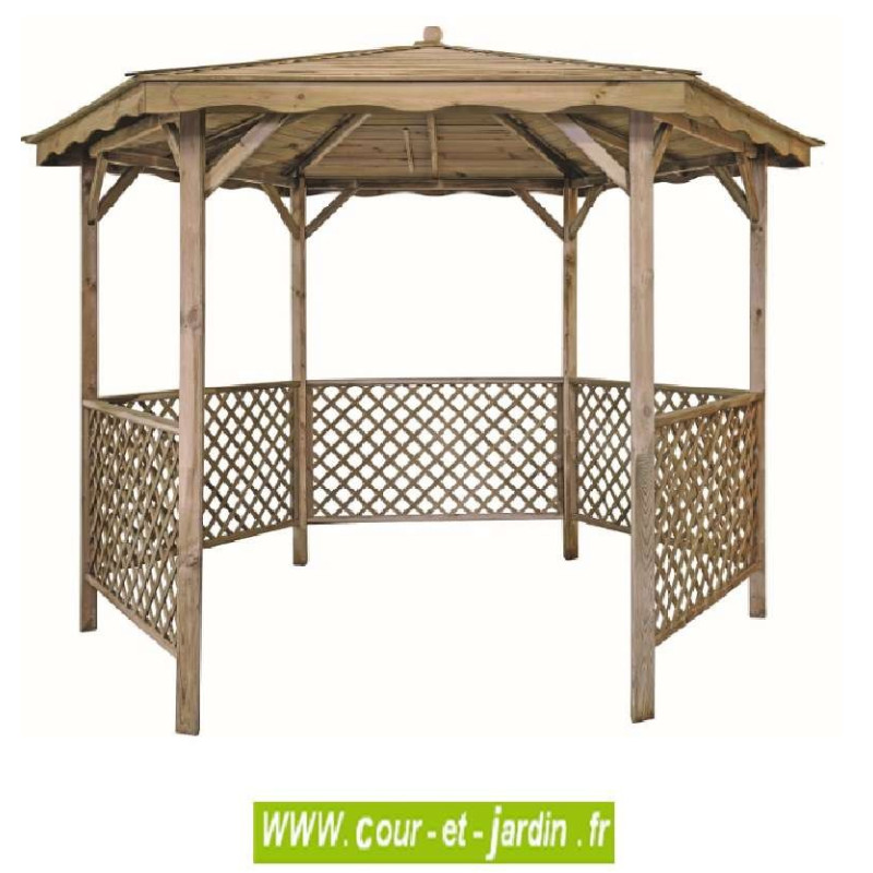 Tonnelle hexagonale LORA en bois Ø 290 cm Tonnelle hexagonale LORA en bois Ø 290 cm