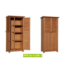Armoire jardin haute PEDRO.  Cette armoire extérieure ou meuble pour balcon est en bois raboté et lasuré