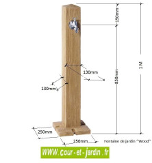 Dimensions des fontaines de jardin "Wood" en polyéthylène - fontaines d'extérieur