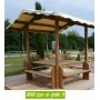 Table de pique nique bois avec tonnelle - cette Table forestière Élite ou table avec banc, est en bois traité cl.4
