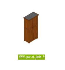 Armoire de jardin ou armoire de terrasse PÉPE. Ce meuble de rangement terrasse est en bois lasuré brun. Meuble pour balcon