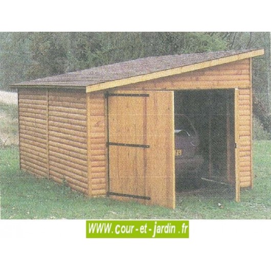Garage bois 15m²- 1 pan-Garages et Abris auto bois- Cour et Jardin