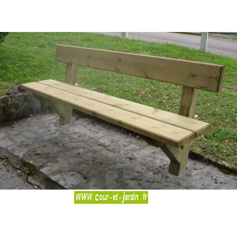 Banc public avec dossier en bois - Banc en bois