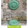 Mascaron et vasque de fontaine extérieure "Quino" avec robinet de jardin - (grand modèle) - coloris vert 2300 . Fontaine jardin