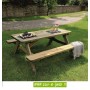 Table de jardin avec banc. Cette table pique nique bois avec bancs ou "table picnic bois" est vendue traitée autoclave.
