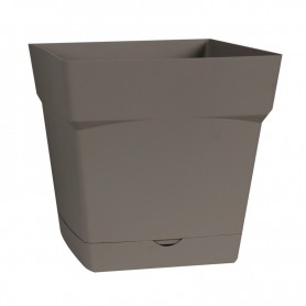 Pot carré soucoupe intégrée- H. 24 cm
