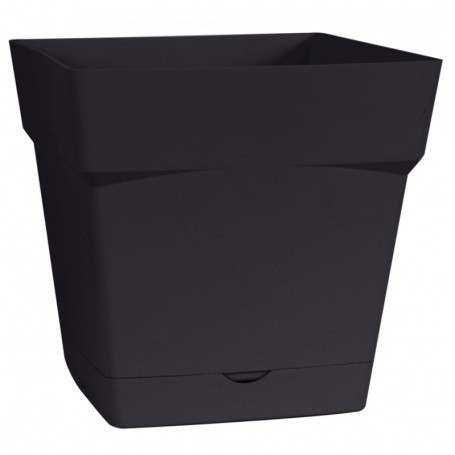 Pot carré soucoupe intégrée- H. 24 cm