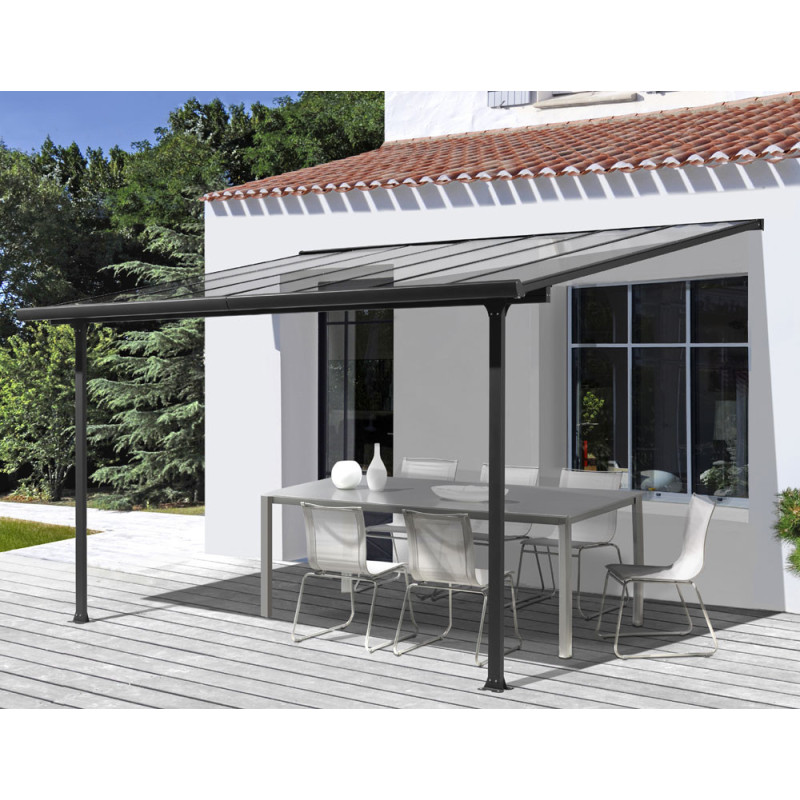 Toit Terrasse aluminium TT 3030 AL Habrita de 3,07mx3m gris. Pergola terrasse