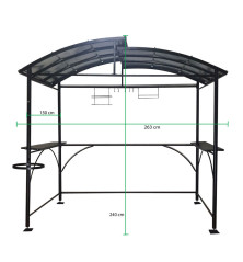 Carport Barbecue - Abri autoportant - Gris anthracite - 2,60x1,50x2,45 m