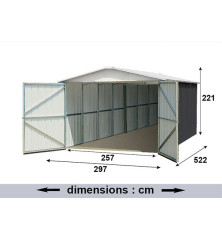 Garage métal - 15 m² - Gris