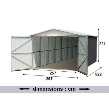 Garage métal - 15 m² - Gris
