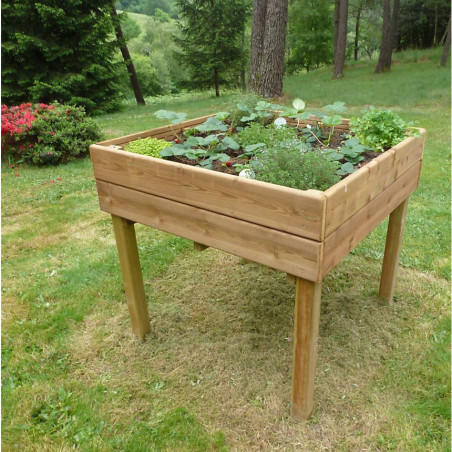 Table potagère TPO01 de 100 x 100cm. Ce carré potager sur pied est en bois traité classe 4. Jardinière surélevée