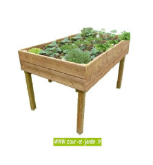 Table potagere TPO04 de 100 x 200cm x haut.100 . Ce bac à plantes ou jardinière surélevée de CIHB est en bois traité classe 4.
