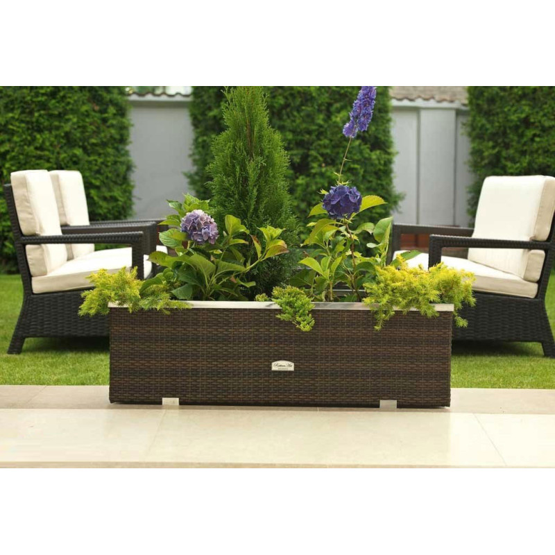 Jardinière rectangulaire XL - Résine tressée - 150 cm- lot de 4 Jardinière rectangulaire XL - Résine tressée - 150 cm- lot de 4