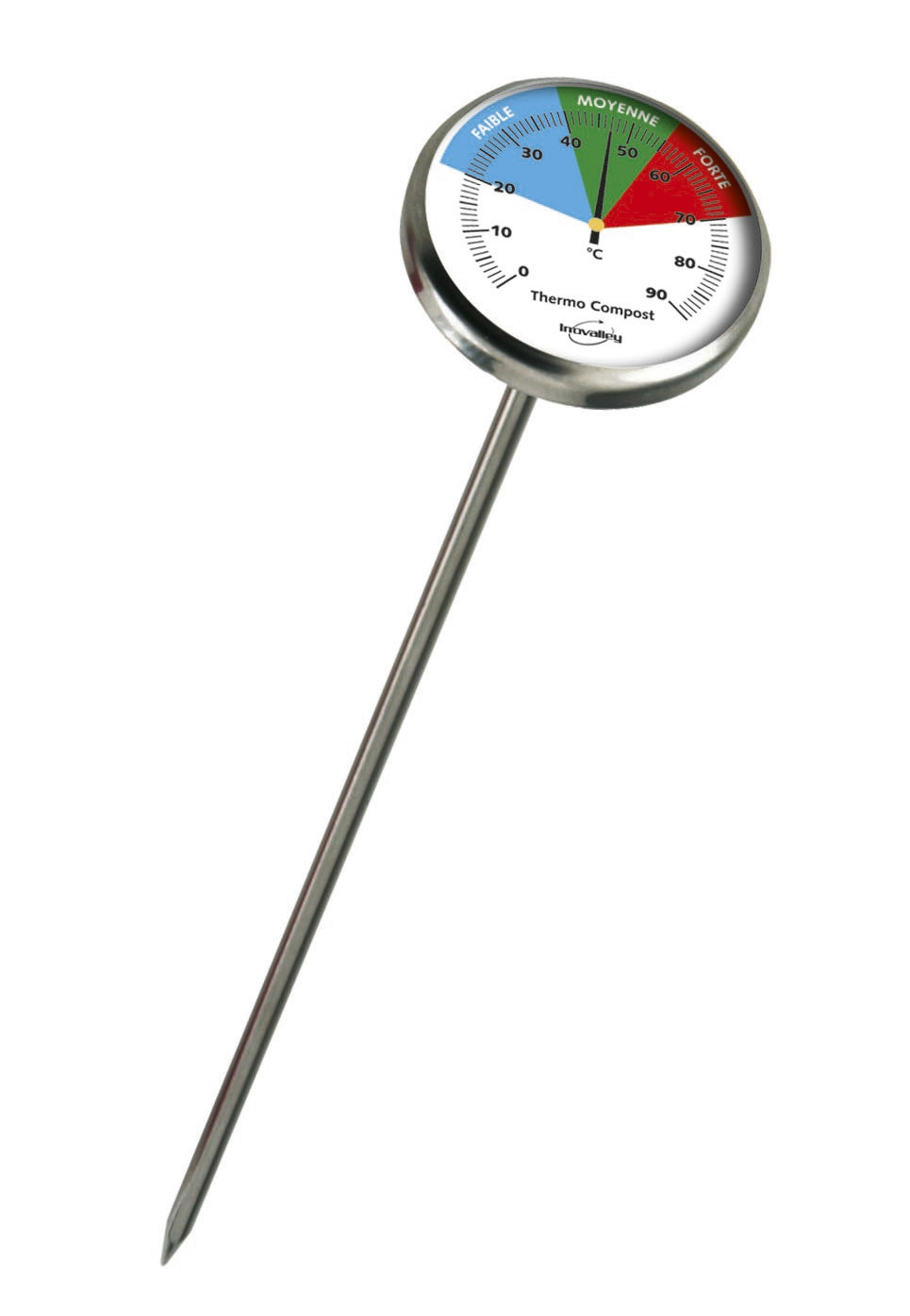Thermomètre à composter en acier inoxydable, pour l'intérieur et l