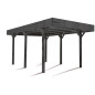 Carport bois GRIS anthracite avec toit PVC - LOUISON Carport bois GRIS anthracite avec toit PVC - LOUISON