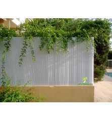Canisses PVC Blanc 150cm spécial panneaux grillage 2,50m.