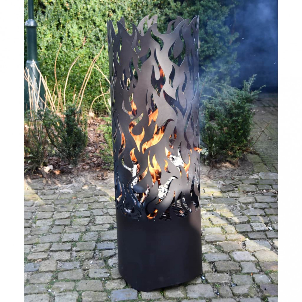 Esschert Design Baril à feu Flames Acier au carbone Noir FF408 -BRA