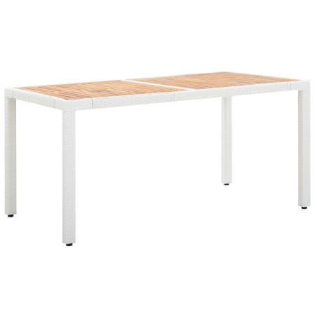Table de jardin Blanc 150x90x75 cm Résine tressée et acacia
