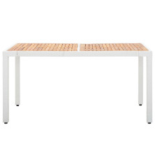 Table de jardin Blanc 150x90x75 cm Résine tressée et acacia