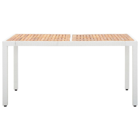 Table de jardin Blanc 150x90x75 cm Résine tressée et acacia