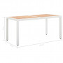Table de jardin Blanc 150x90x75 cm Résine tressée et acacia