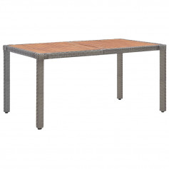 Table de jardin Gris 150x90x75cm Résine tressée bois d'acacia