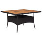 Table d'extérieur Noir Résine tressée et bois d'acacia solide Table d'extérieur Noir Résine tressée et bois d'acacia solide
