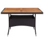 Table d'extérieur Noir Résine tressée et bois d'acacia solide Table d'extérieur Noir Résine tressée et bois d'acacia solide
