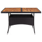 Table d'extérieur Noir Résine tressée et bois d'acacia solide Table d'extérieur Noir Résine tressée et bois d'acacia solide