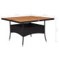 Table d'extérieur Noir Résine tressée et bois d'acacia solide Table d'extérieur Noir Résine tressée et bois d'acacia solide