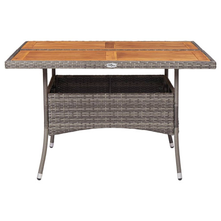 Table d'extérieur Gris Résine tressée et bois d'acacia solide