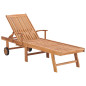 Chaises longues 2 pcs avec table et coussin Bois de teck solide Chaises longues 2 pcs avec table et coussin Bois de teck solide