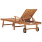 Chaises longues 2 pcs avec coussin noir Bois de teck solide Chaises longues 2 pcs avec coussin noir Bois de teck solide